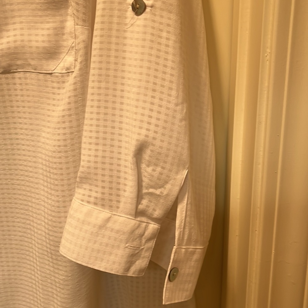Notations checked button down blouse Size 1X - Picture 7 of 10